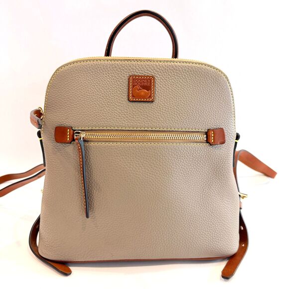 Dooney & Bourke Taupe Pebbled Leather Backpack Purse - Like New - Picture 6 of 13